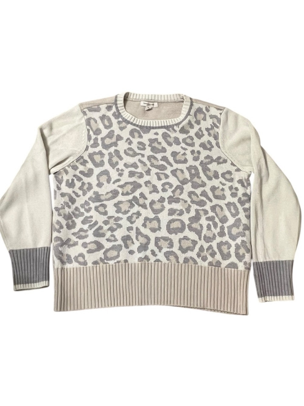 Beachlunchlounge XL Plus Leopard Print Crew Neck Sweater